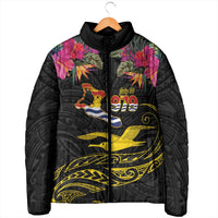 Kiribati Independence Day Personalised Padded Jacket Gold Frigatebird with Polynesian Pattern LT9 - Polynesian Pride