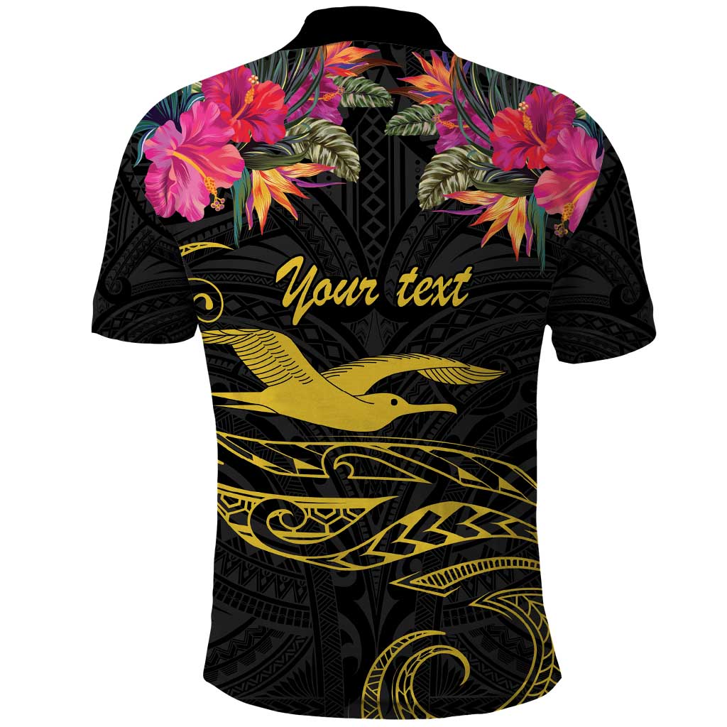 Kiribati Independence Day Personalised Polo Shirt Gold Frigatebird with Polynesian Pattern LT9 - Polynesian Pride