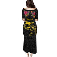 Kiribati Independence Day Personalised Puletasi Gold Frigatebird with Polynesian Pattern LT9 - Polynesian Pride