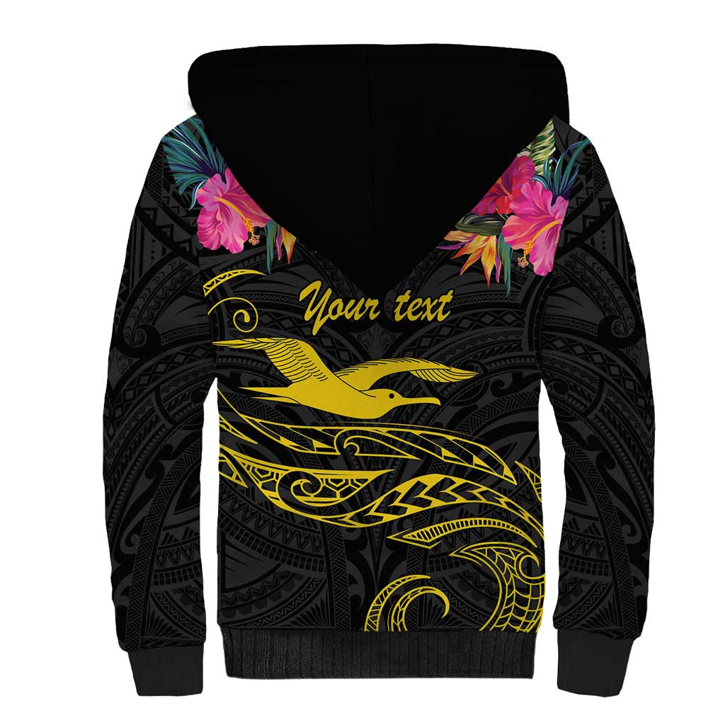 Kiribati Independence Day Personalised Sherpa Hoodie Gold Frigatebird with Polynesian Pattern LT9 - Polynesian Pride