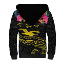Kiribati Independence Day Personalised Sherpa Hoodie Gold Frigatebird with Polynesian Pattern LT9 - Polynesian Pride