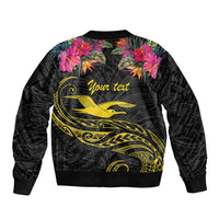 Kiribati Independence Day Personalised Sleeve Zip Bomber Jacket Gold Frigatebird with Polynesian Pattern LT9 - Polynesian Pride