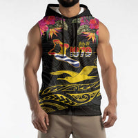 Kiribati Independence Day Personalised Sleeveless Hoodie Gold Frigatebird with Polynesian Pattern LT9 - Polynesian Pride