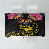 Kiribati Independence Day Personalised Tablecloth Gold Frigatebird with Polynesian Pattern LT9 Black - Polynesian Pride
