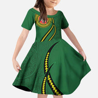 Manua Islands Polynesian Style Kid Short Sleeve Dress LT9 KID Green - Polynesian Pride