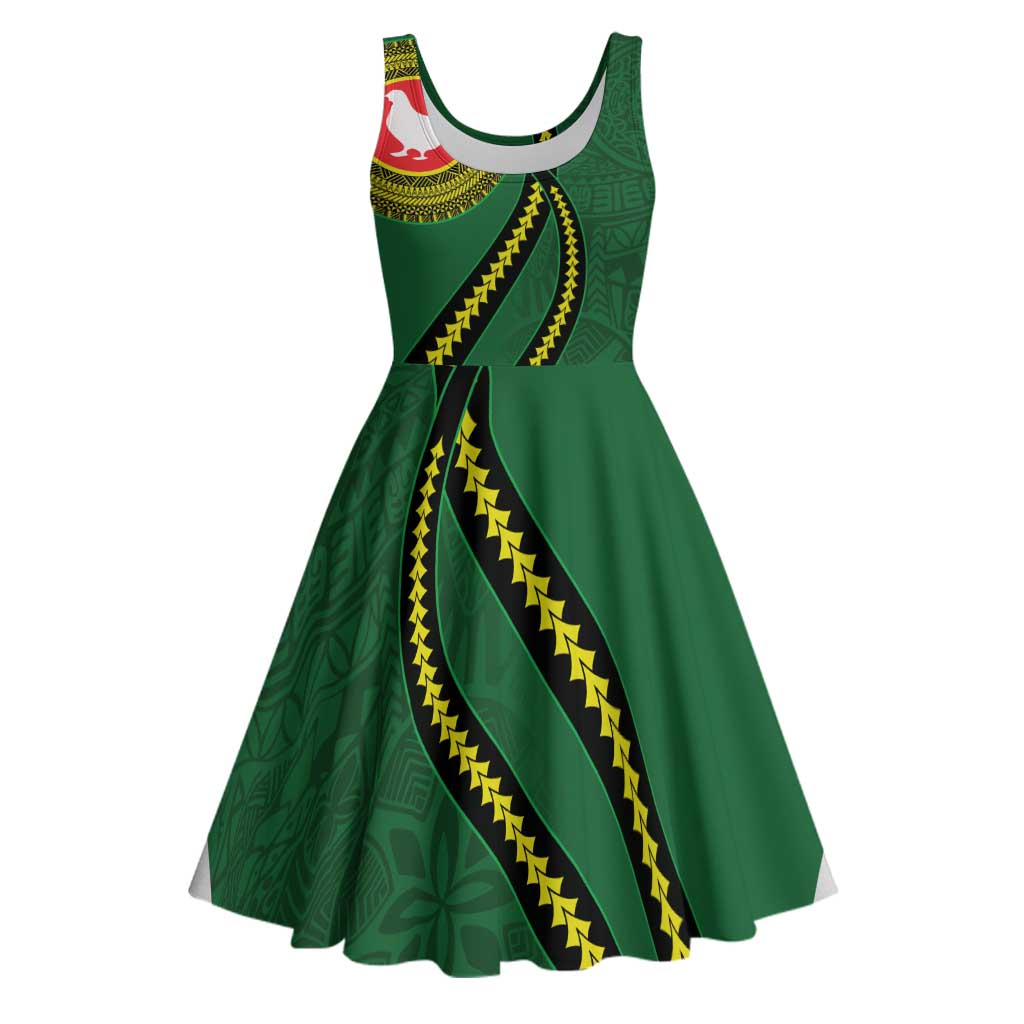 Manua Islands Polynesian Style Midi Dress LT9 Green - Polynesian Pride