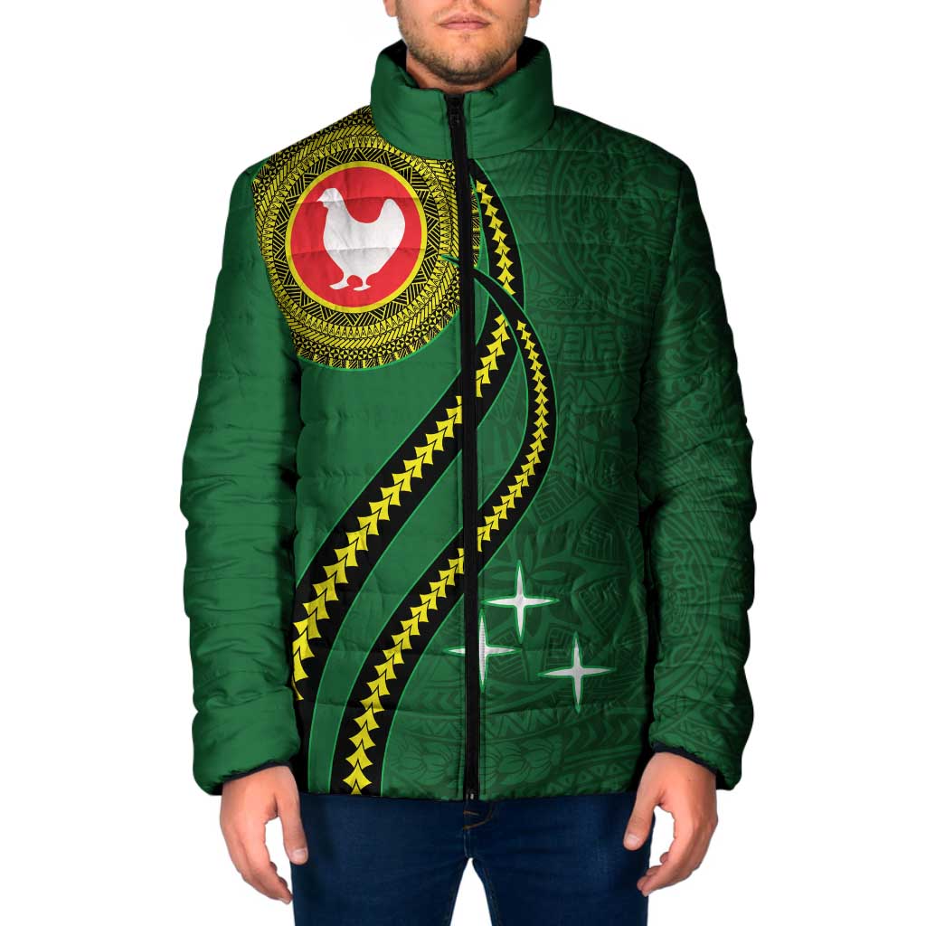 Manua Islands Polynesian Style Padded Jacket LT9 Men Green - Polynesian Pride