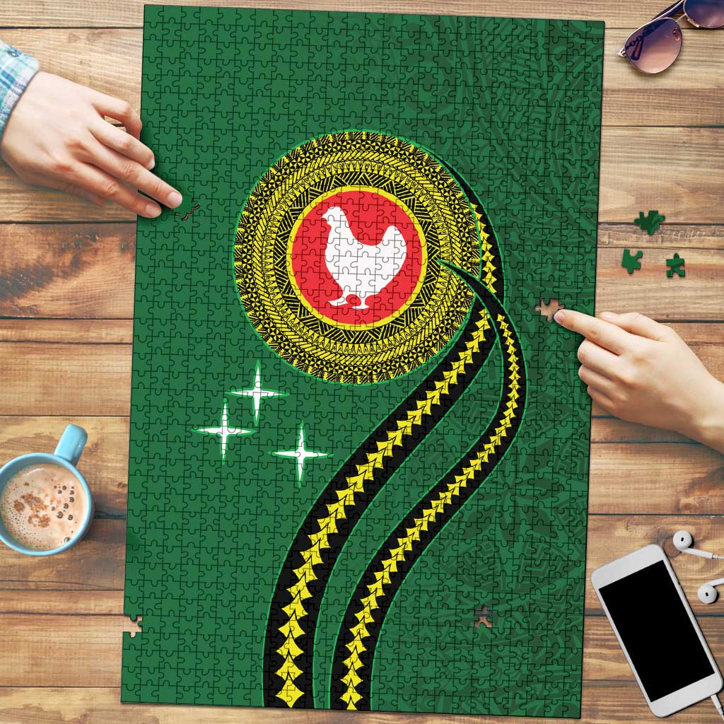 Manua Islands Polynesian Style Puzzle LT9 Green - Polynesian Pride