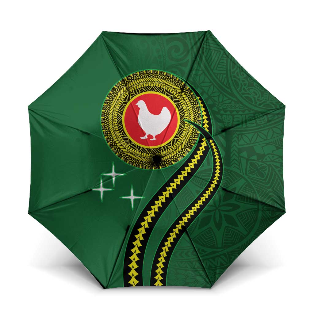 Manua Islands Polynesian Style Umbrella LT9 One Size Folded 11.42 inch Opened Diameter 37.4 inch Green - Polynesian Pride