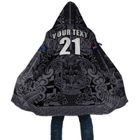 Custom New Zealand Taiaha Maori Cloak Minimalist Silver Fern All Black LT9 Unisex Black - Polynesian Pride