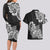 Polynesian Couples Matching Long Sleeve Bodycon Dress and Hawaiian Shirt Pacific Flower Mix Floral Tribal Tattoo Black Vibe LT9 - Polynesian Pride