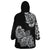 Polynesian Wearable Blanket Hoodie Pacific Flower Mix Floral Tribal Tattoo Black Vibe LT9 - Polynesian Pride