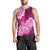 Polynesian Men Tank Top Pacific Flower Mix Floral Tribal Tattoo Pink Vibe LT9 - Polynesian Pride