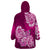 Polynesian Wearable Blanket Hoodie Pacific Flower Mix Floral Tribal Tattoo Pink Vibe LT9 - Polynesian Pride