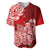 Polynesian Baseball Jersey Pacific Flower Mix Floral Tribal Tattoo Red Vibe LT9 Red - Polynesian Pride