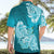 Polynesian Hawaiian Shirt Pacific Flower Mix Floral Tribal Tattoo Aqua Vibe LT9 - Polynesian Pride