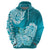 Polynesian Hoodie Pacific Flower Mix Floral Tribal Tattoo Aqua Vibe LT9 - Polynesian Pride