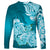 Polynesian Long Sleeve Shirt Pacific Flower Mix Floral Tribal Tattoo Aqua Vibe LT9 - Polynesian Pride