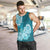 Polynesian Men Tank Top Pacific Flower Mix Floral Tribal Tattoo Aqua Vibe LT9 - Polynesian Pride