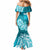 Polynesian Mermaid Dress Pacific Flower Mix Floral Tribal Tattoo Aqua Vibe LT9 - Polynesian Pride