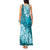 Polynesian Tank Maxi Dress Pacific Flower Mix Floral Tribal Tattoo Aqua Vibe LT9 - Polynesian Pride