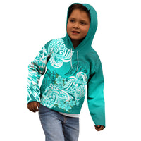 Polynesian Kid Hoodie Pacific Flower Mix Floral Tribal Tattoo Turquoise Vibe LT9 - Polynesian Pride
