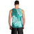 Polynesian Men Tank Top Pacific Flower Mix Floral Tribal Tattoo Turquoise Vibe LT9 - Polynesian Pride