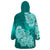 Polynesian Wearable Blanket Hoodie Pacific Flower Mix Floral Tribal Tattoo Turquoise Vibe LT9 - Polynesian Pride