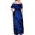 Aloha Hawaii Off Shoulder Maxi Dress Hammerhead Shark Tattoo Polynesian Summer - Blue LT9 - Polynesian Pride