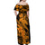 Aloha Hawaii Off Shoulder Maxi Dress Hammerhead Shark Tattoo Polynesian Summer - Gold LT9 - Polynesian Pride