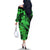 Aloha Hawaii Off The Shoulder Long Sleeve Dress Hammerhead Shark Tattoo Polynesian Summer - Green LT9 - Polynesian Pride