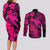 Aloha Hawaii Couples Matching Long Sleeve Bodycon Dress and Long Sleeve Button Shirts Hammerhead Shark Tattoo Polynesian Summer - Pink LT9 - Polynesian Pride