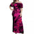 Aloha Hawaii Off Shoulder Maxi Dress Hammerhead Shark Tattoo Polynesian Summer - Pink LT9 Women Pink - Polynesian Pride