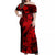 Aloha Hawaii Off Shoulder Maxi Dress Hammerhead Shark Tattoo Polynesian Summer - Red LT9 Women Red - Polynesian Pride