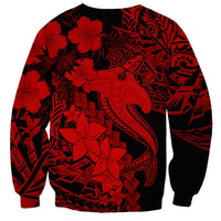 Aloha Hawaii Sweatshirt Hammerhead Shark Tattoo Polynesian Summer - Red LT9 - Polynesian Pride
