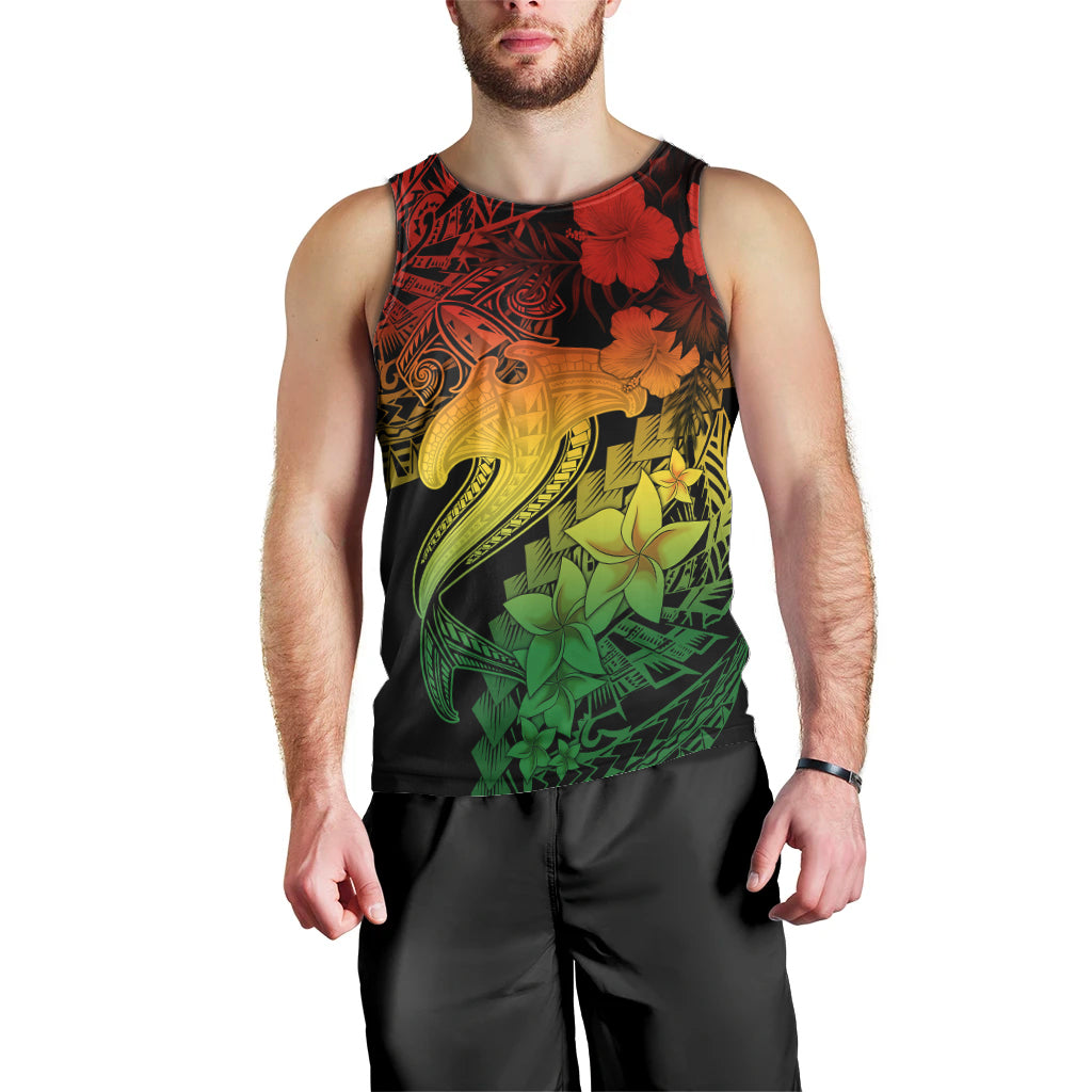 Aloha Hawaii Men Tank Top Hammerhead Shark Tattoo Polynesian Summer - Reggae LT9 - Polynesian Pride