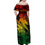 Aloha Hawaii Off Shoulder Maxi Dress Hammerhead Shark Tattoo Polynesian Summer - Reggae LT9 - Polynesian Pride