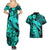 Aloha Hawaii Couples Matching Summer Maxi Dress and Hawaiian Shirt Hammerhead Shark Tattoo Polynesian Summer - Turquoise LT9 - Polynesian Pride