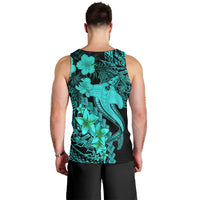 Aloha Hawaii Men Tank Top Hammerhead Shark Tattoo Polynesian Summer - Turquoise LT9 - Polynesian Pride