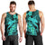 Aloha Hawaii Men Tank Top Hammerhead Shark Tattoo Polynesian Summer - Turquoise LT9 - Polynesian Pride