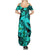 Aloha Hawaii Summer Maxi Dress Hammerhead Shark Tattoo Polynesian Summer - Turquoise LT9 - Polynesian Pride