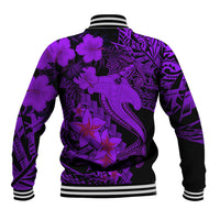 Aloha Hawaii Baseball Jacket Hammerhead Shark Tattoo Polynesian Summer - Violet LT9 - Polynesian Pride