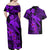 Aloha Hawaii Couples Matching Off Shoulder Maxi Dress and Hawaiian Shirt Hammerhead Shark Tattoo Polynesian Summer - Violet LT9 - Polynesian Pride