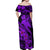 Aloha Hawaii Off Shoulder Maxi Dress Hammerhead Shark Tattoo Polynesian Summer - Violet LT9 - Polynesian Pride