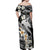 Aloha Hawaii Off Shoulder Maxi Dress Hammerhead Shark Tattoo Polynesian Summer - White LT9 - Polynesian Pride