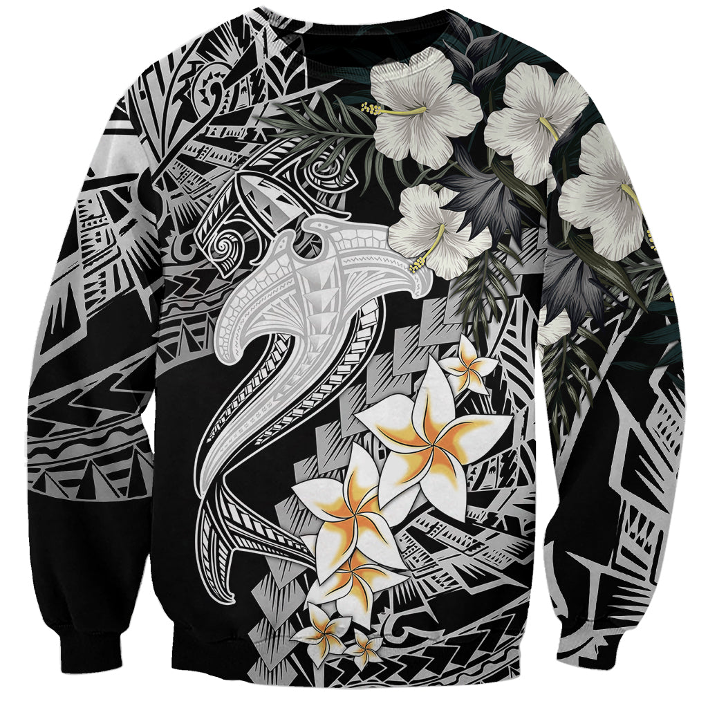 Aloha Hawaii Sweatshirt Hammerhead Shark Tattoo Polynesian Summer - White LT9 Unisex White - Polynesian Pride
