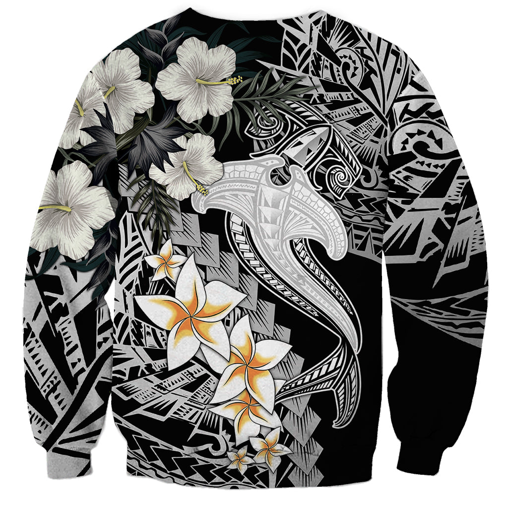 Aloha Hawaii Sweatshirt Hammerhead Shark Tattoo Polynesian Summer - White LT9 - Polynesian Pride