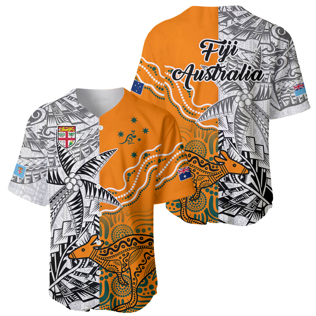 Fiji Australia Rugby Baseball Jersey World Cup 2023 Polynesia Tapa Mixed Indigenous Aboriginal LT9 - Polynesian Pride