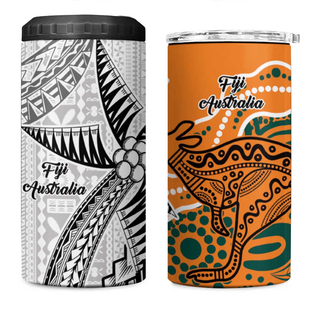 Australia-Fiji Palm and Kangaroo 4 in 1 Can Cooler Tumbler Polynesia Tapa Mixed Indigenous Aboriginal LT9 One Size: 16 oz Gold - Polynesian Pride