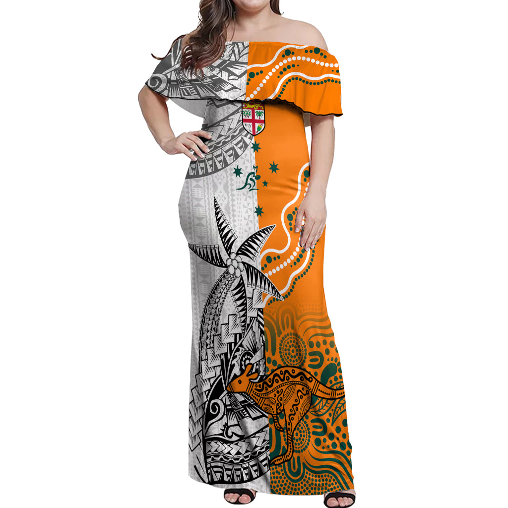 fiji-australia-rugby-off-shoulder-maxi-dress-world-cup-2023-polynesia-tapa-mixed-indigenous-aboriginal